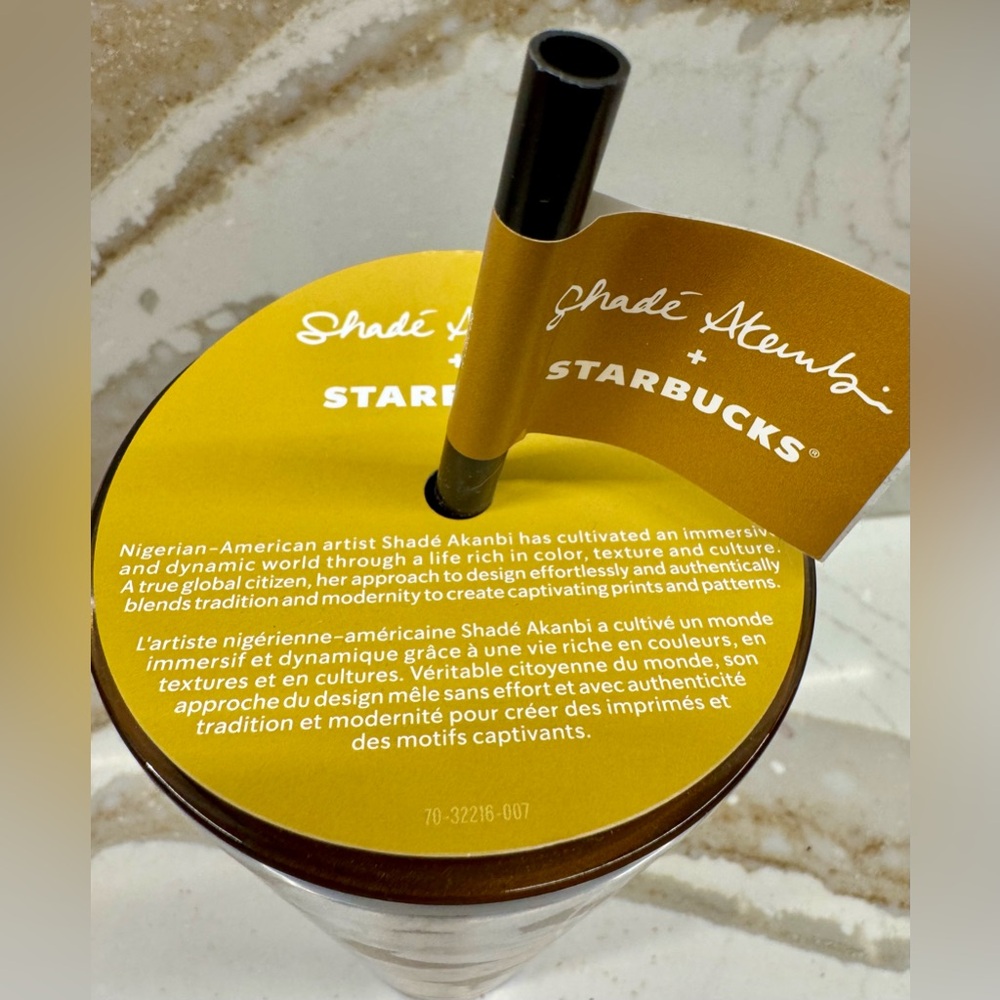 Starbucks Shadé Akanbi Batik Beads Stainless Steel Cold Cup 24 Oz Bronze NWT - Picture 8 of 11